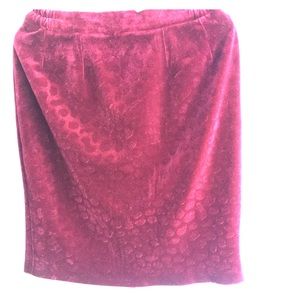 Velvet red wine colored pencil skirt
